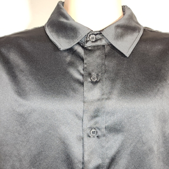 Jaywalker Black Satin Button-Up Shirt - Picture 6 of 7